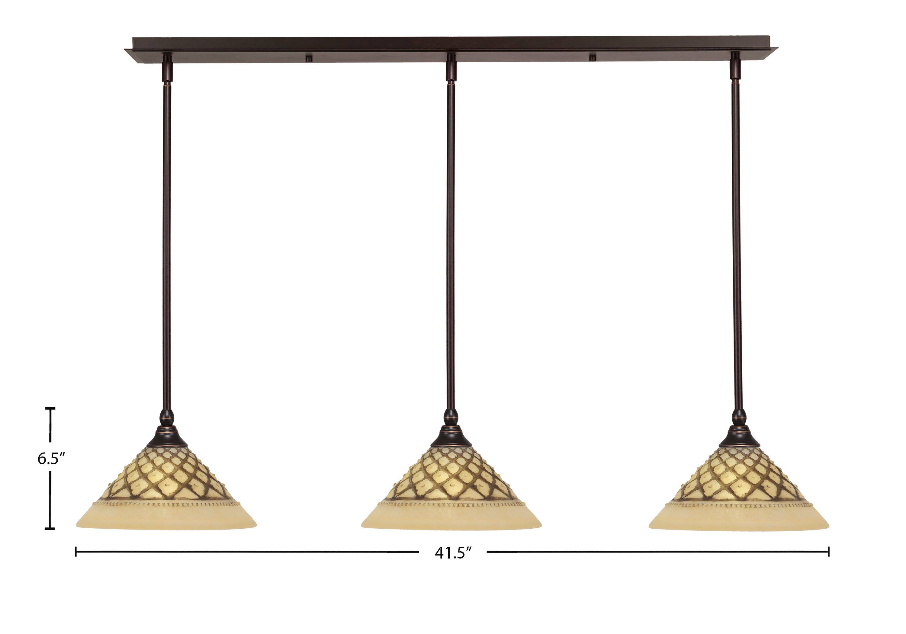 Any Three Light Linear Pendalier in Dark Granite with 10" Chocolate Icing Shade