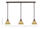 Any Three Light Linear Pendalier in Dark Granite with 7" Chocolate Icing Shade