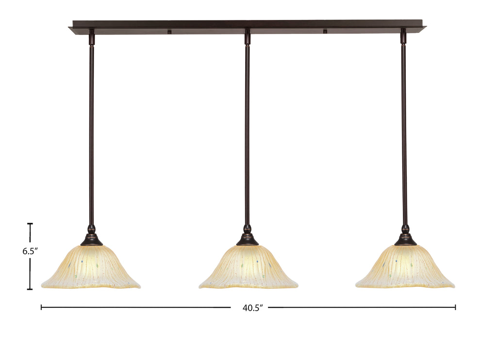 Any Three Light Multi Light Mini Pendant in Dark Granite with 10" Amber Crystal Shade