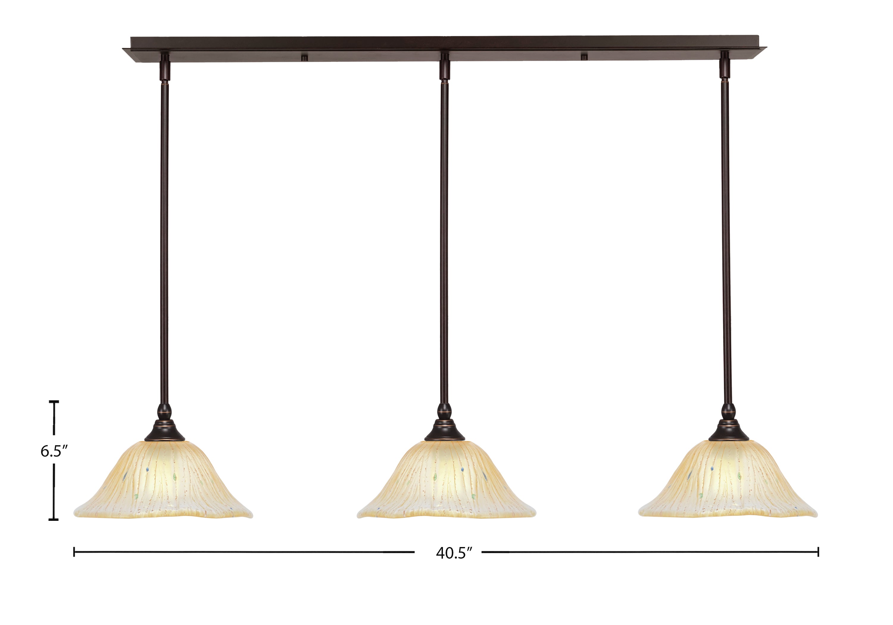 Any Three Light Multi Light Mini Pendant in Dark Granite with 10" Amber Crystal Shade