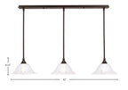 Any Three Light Linear Pendalier in Dark Granite with 10" Frosted Crystal Shade