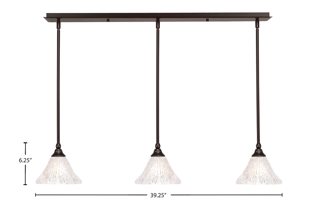 Any Three Light Linear Pendalier in Dark Granite with 7" Frosted Crystal Shade