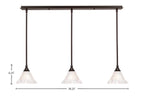 Any Three Light Linear Pendalier in Dark Granite with 7" Frosted Crystal Shade