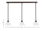 Any Three Light Linear Pendalier in Dark Granite with 7" Gold Ice Shade