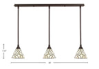 Any Three Light Linear Pendalier in Dark Granite with 7" Sandhill Art Glass Shade