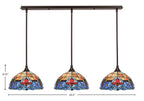 Stem Three Light Linear Pendalier in Dark Granite with Sierra Art Glass Shade