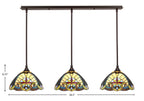 Stem Three Light Linear Pendalier in Dark Granite with Earth Star Art Glass Shade
