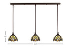 Any Three Light Linear Pendalier in Dark Granite with 7" Ivory Cypress Art Glass Shade