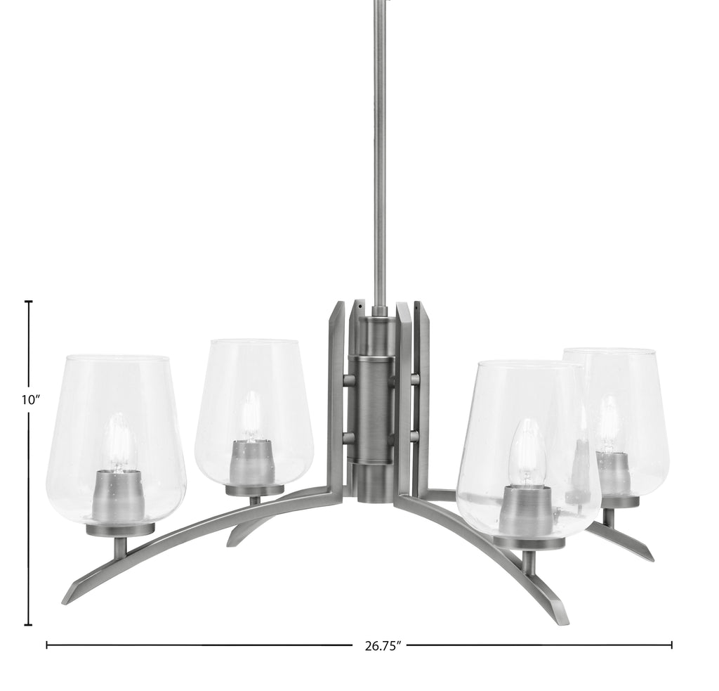 Kurve Four Light Chandelier in Graphite with Clear Bubble Shade