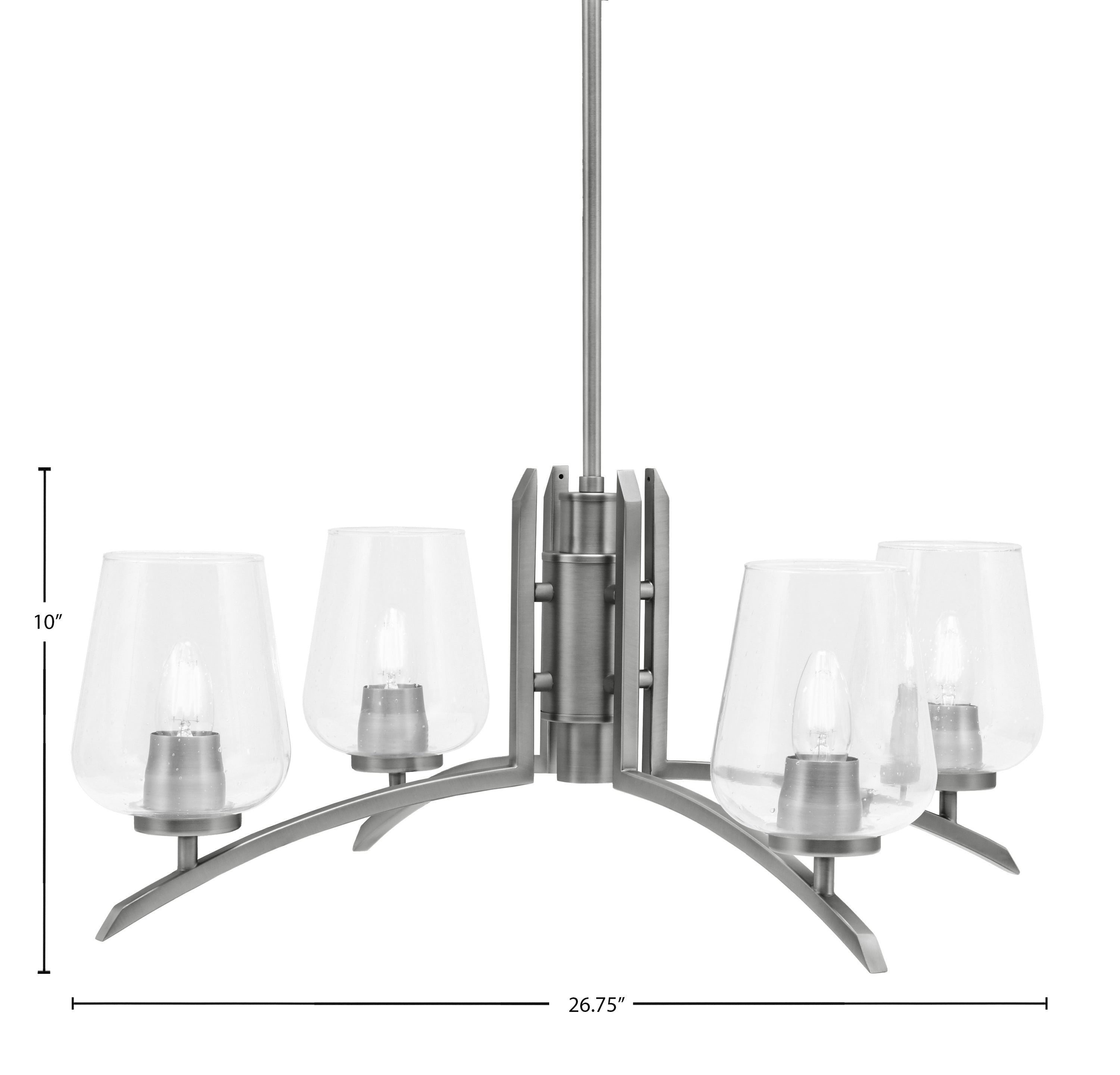 Kurve Four Light Chandelier in Graphite with Clear Bubble Shade
