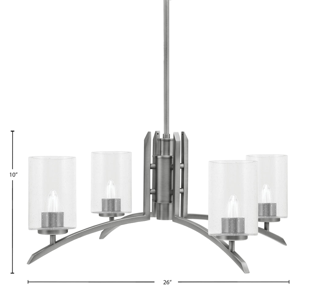 Kurve Four Light Chandelier in Graphite with Clear Bubble Shade