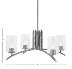 Kurve Four Light Chandelier in Graphite with Clear Bubble Shade