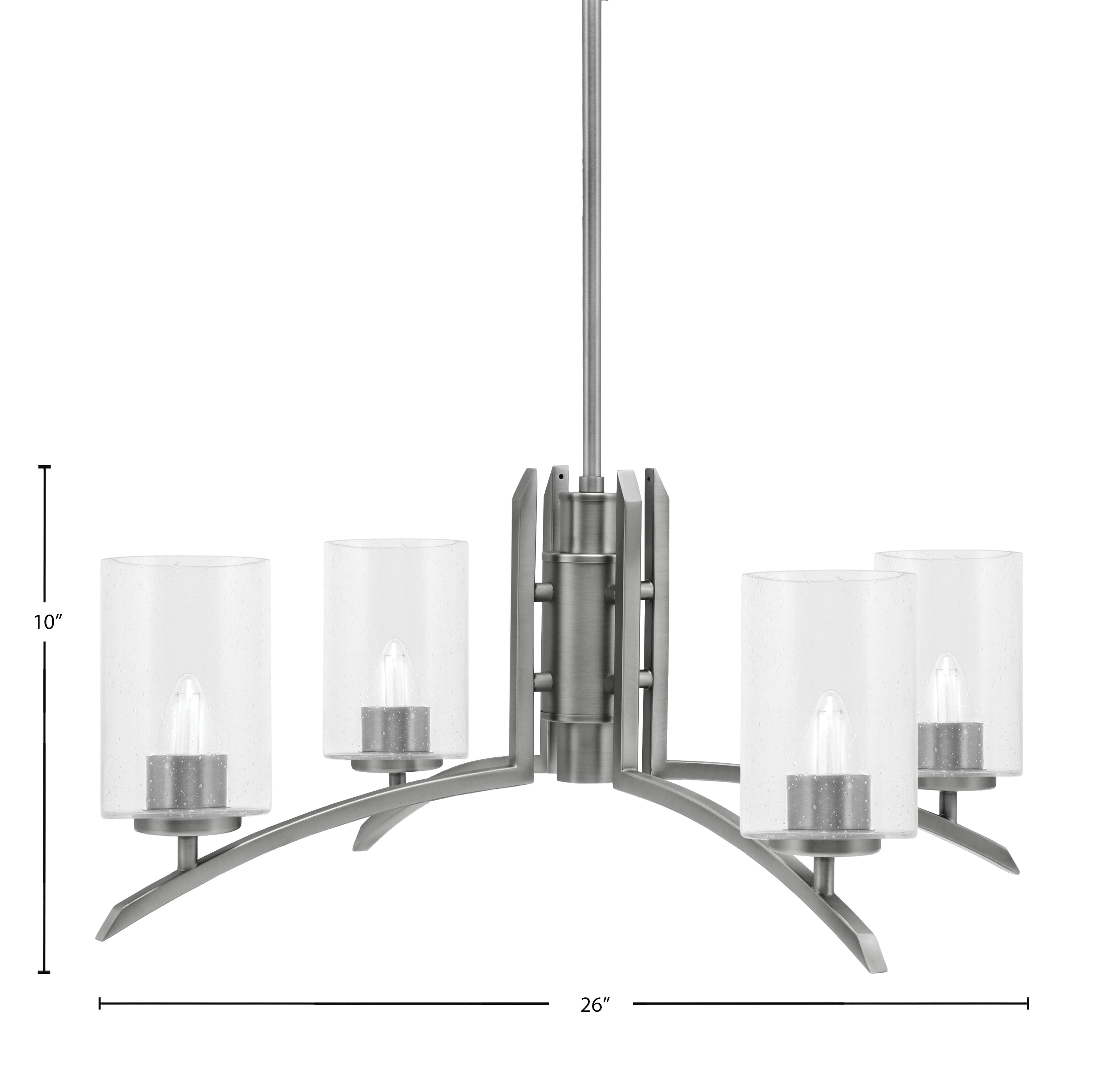 Kurve Four Light Chandelier in Graphite with Clear Bubble Shade