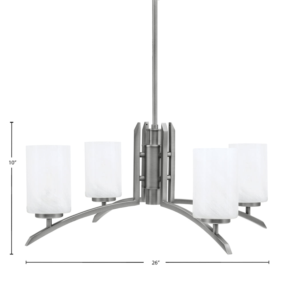 Kurve Four Light Chandelier in Graphite with White Marble Shade
