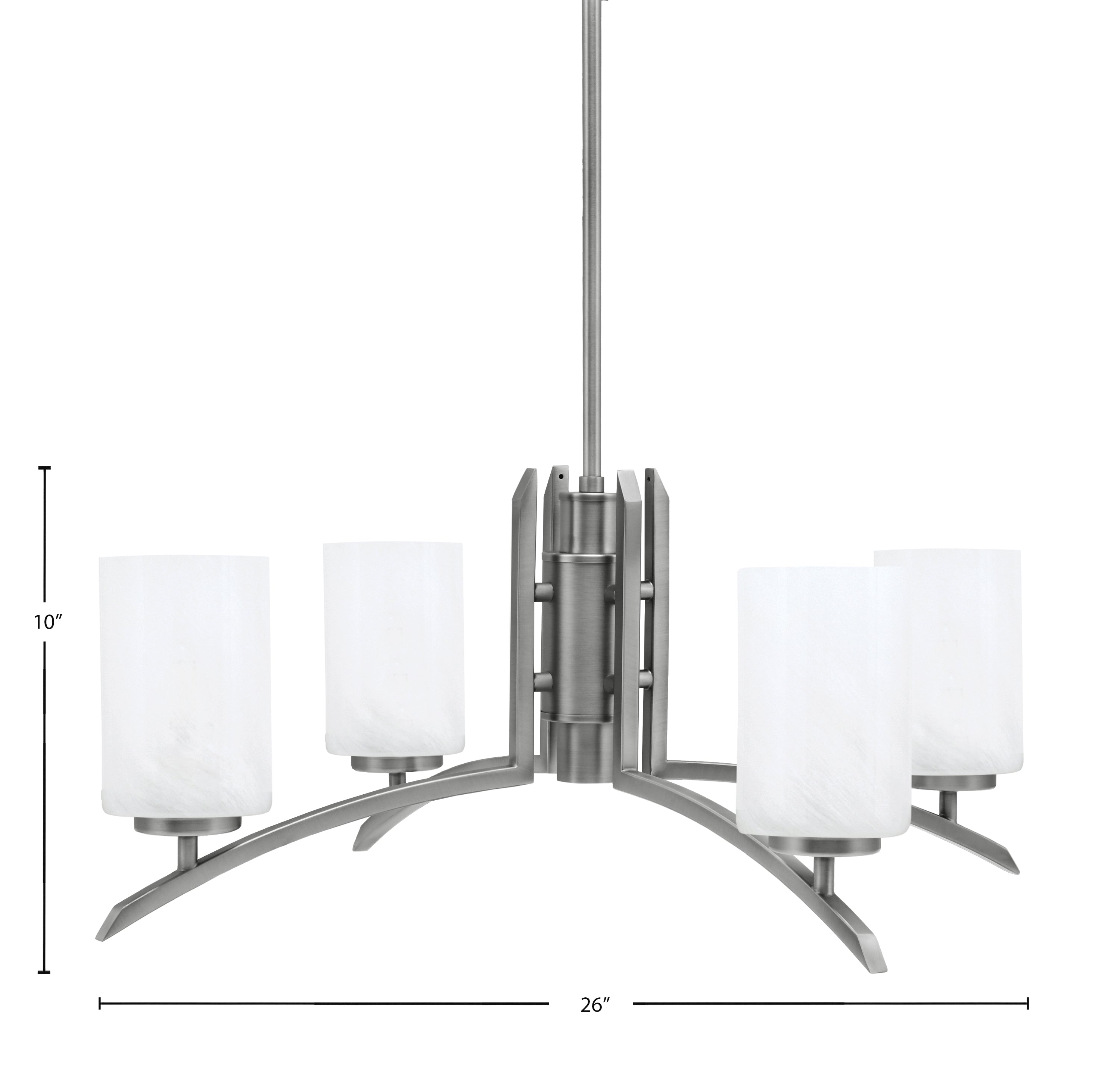 Kurve Four Light Chandelier in Graphite with White Marble Shade