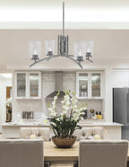 Kurve Four Light Chandelier in Graphite with Smoke Bubble Shade