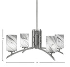 Kurve Four Light Chandelier in Graphite with Onyx Swirl Shade