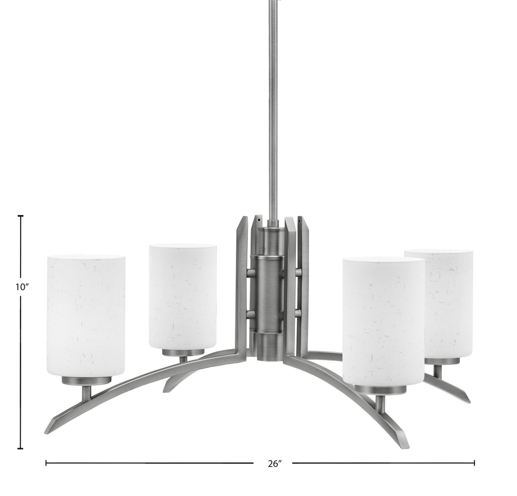 Kurve Four Light Chandelier in Graphite with White Muslin Shade