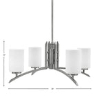 Kurve Four Light Chandelier in Graphite with White Muslin Shade