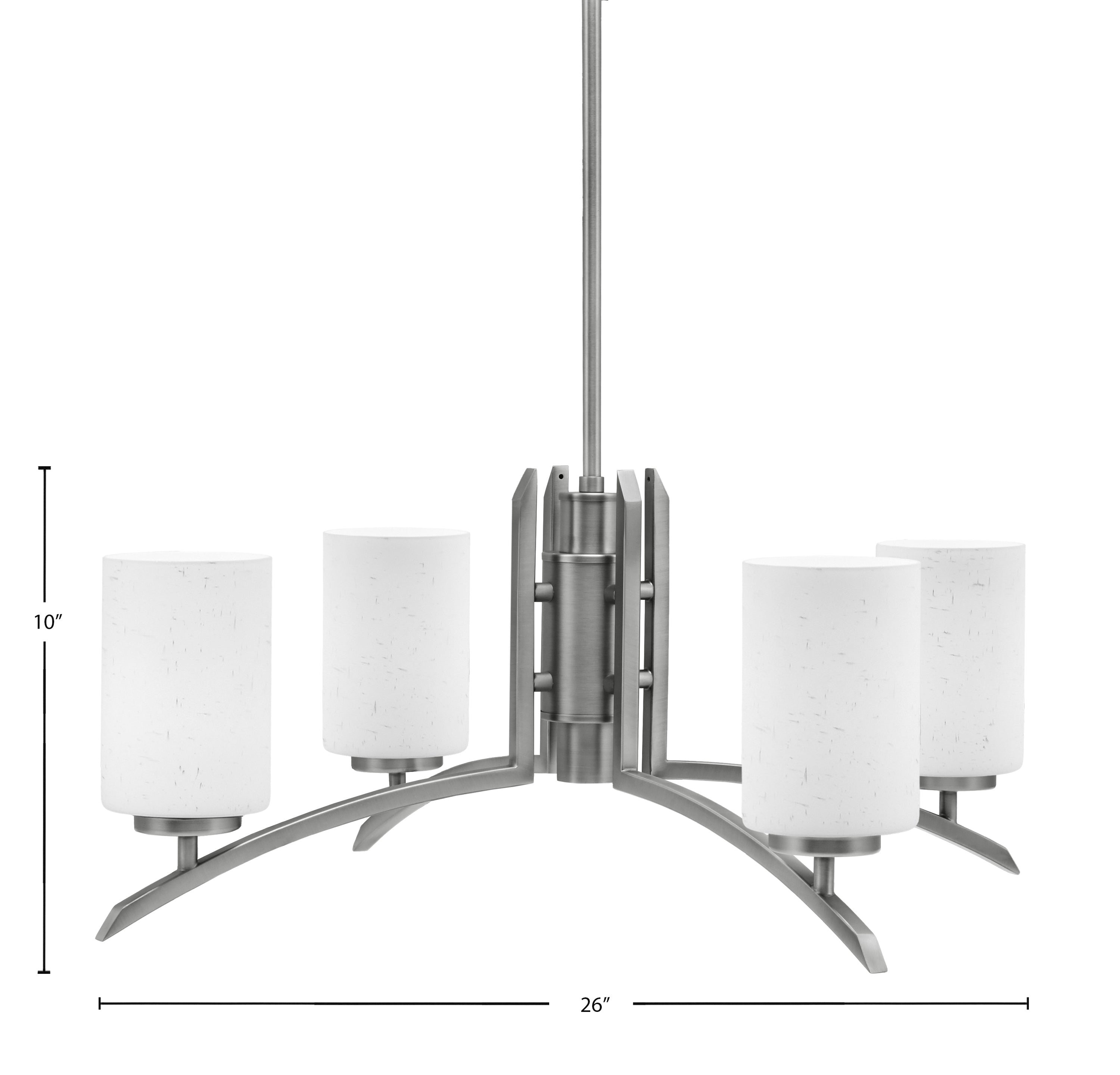 Kurve Four Light Chandelier in Graphite with White Muslin Shade