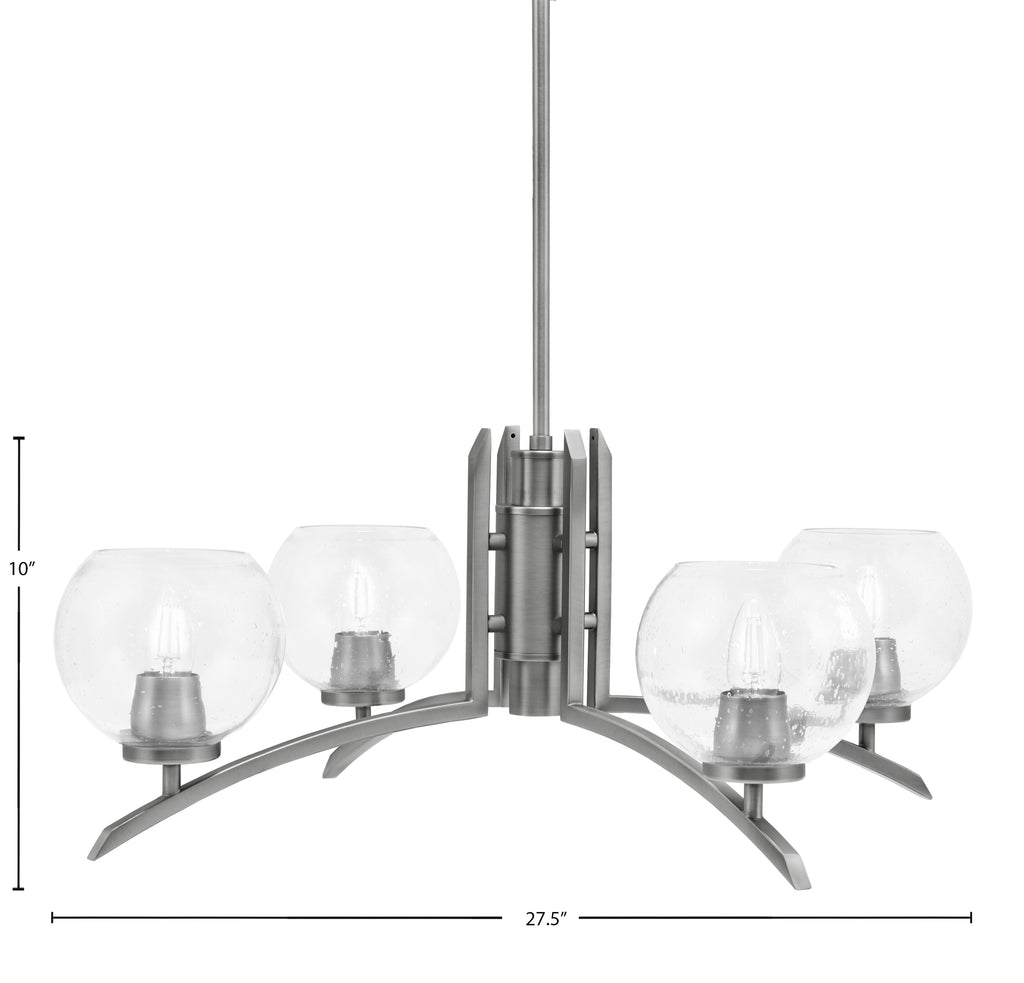 Kurve Four Light Chandelier in Graphite with Clear Bubble Shade