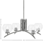Kurve Four Light Chandelier in Graphite with Clear Bubble Shade