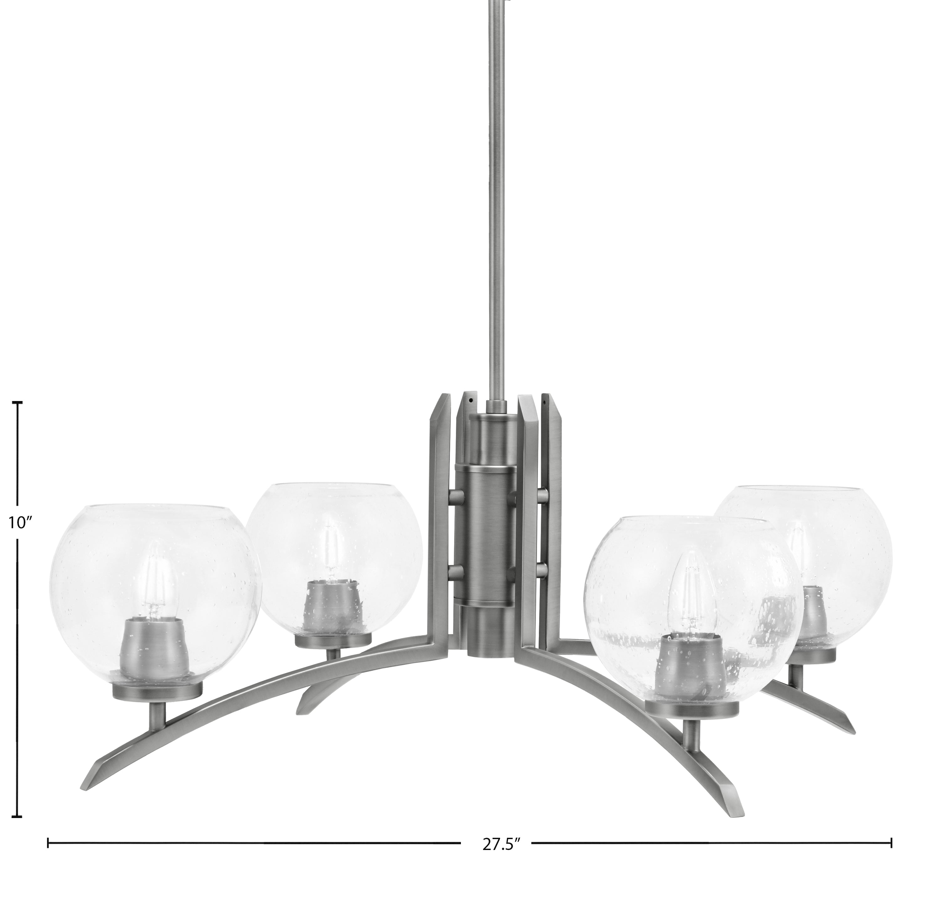 Kurve Four Light Chandelier in Graphite with Clear Bubble Shade
