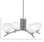 Kurve Four Light Chandelier in Graphite with White Marble Shade