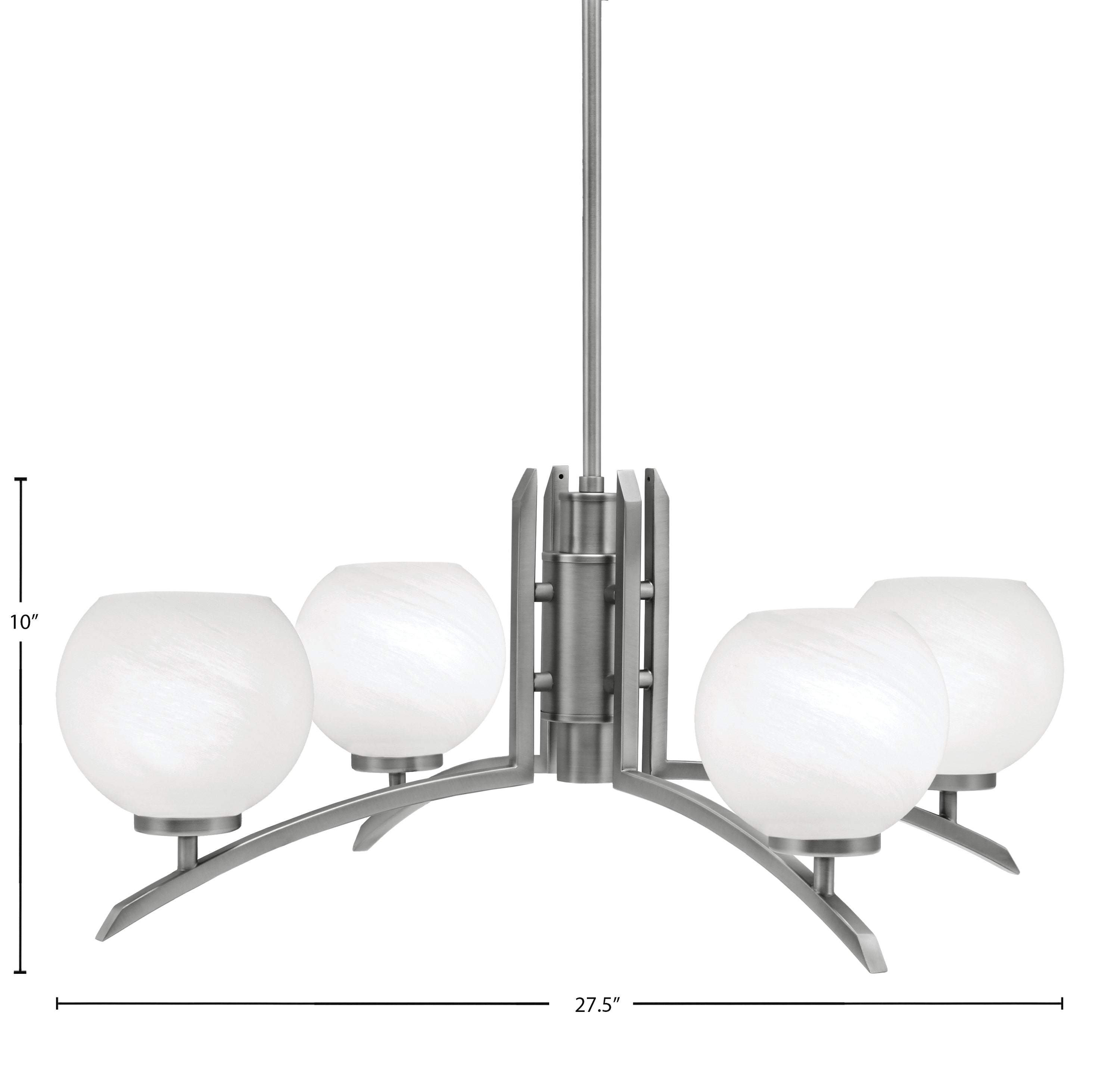Kurve Four Light Chandelier in Graphite with White Marble Shade