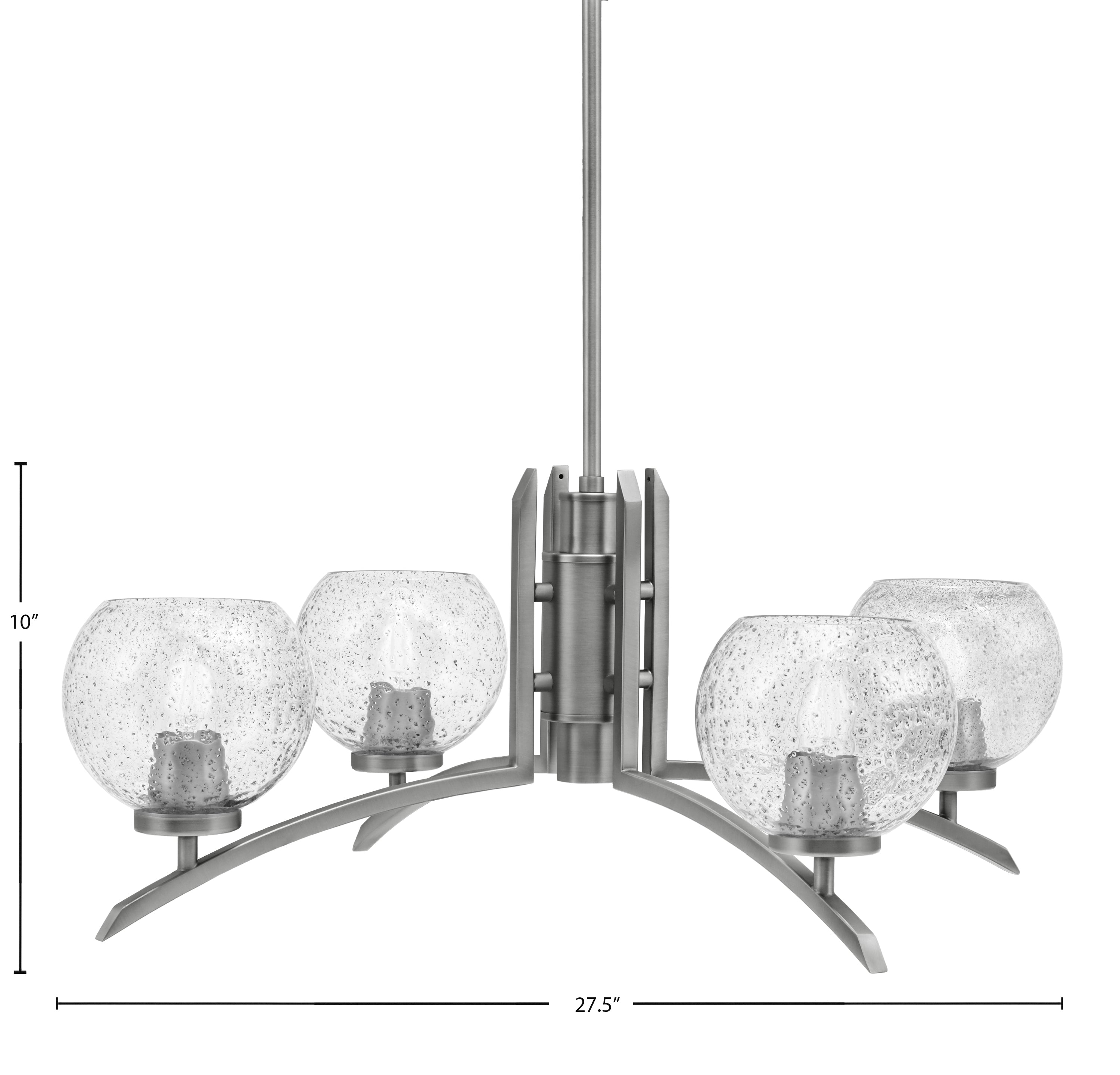 Kurve Four Light Chandelier in Graphite with Smoke Bubble Shade
