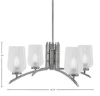 Kurve Four Light Chandelier in Graphite with Clear Textured Shade