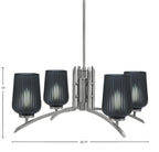 Kurve Four Light Chandelier in Graphite with Smoke Textured Shade
