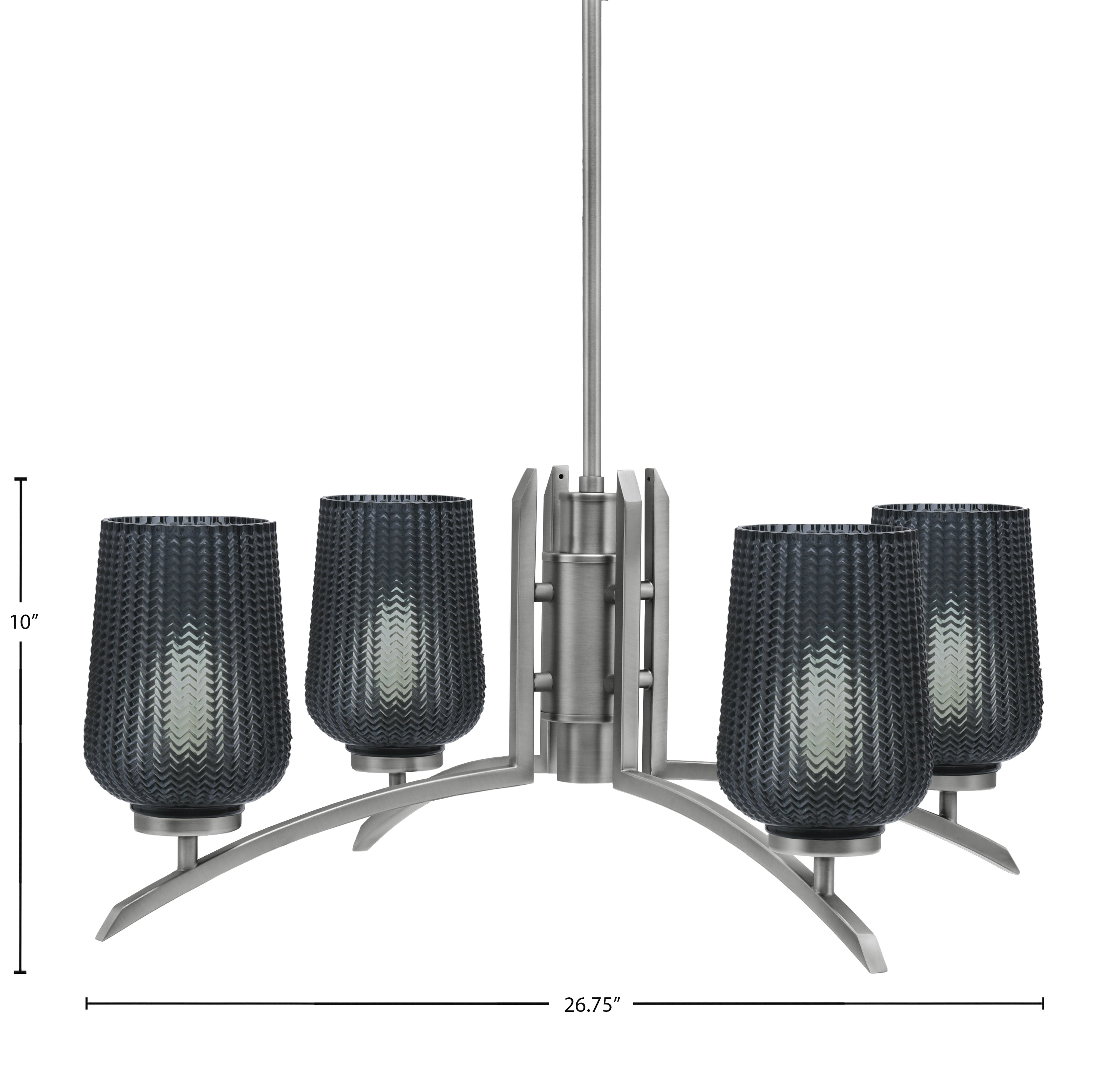 Kurve Four Light Chandelier in Graphite with Smoke Textured Shade
