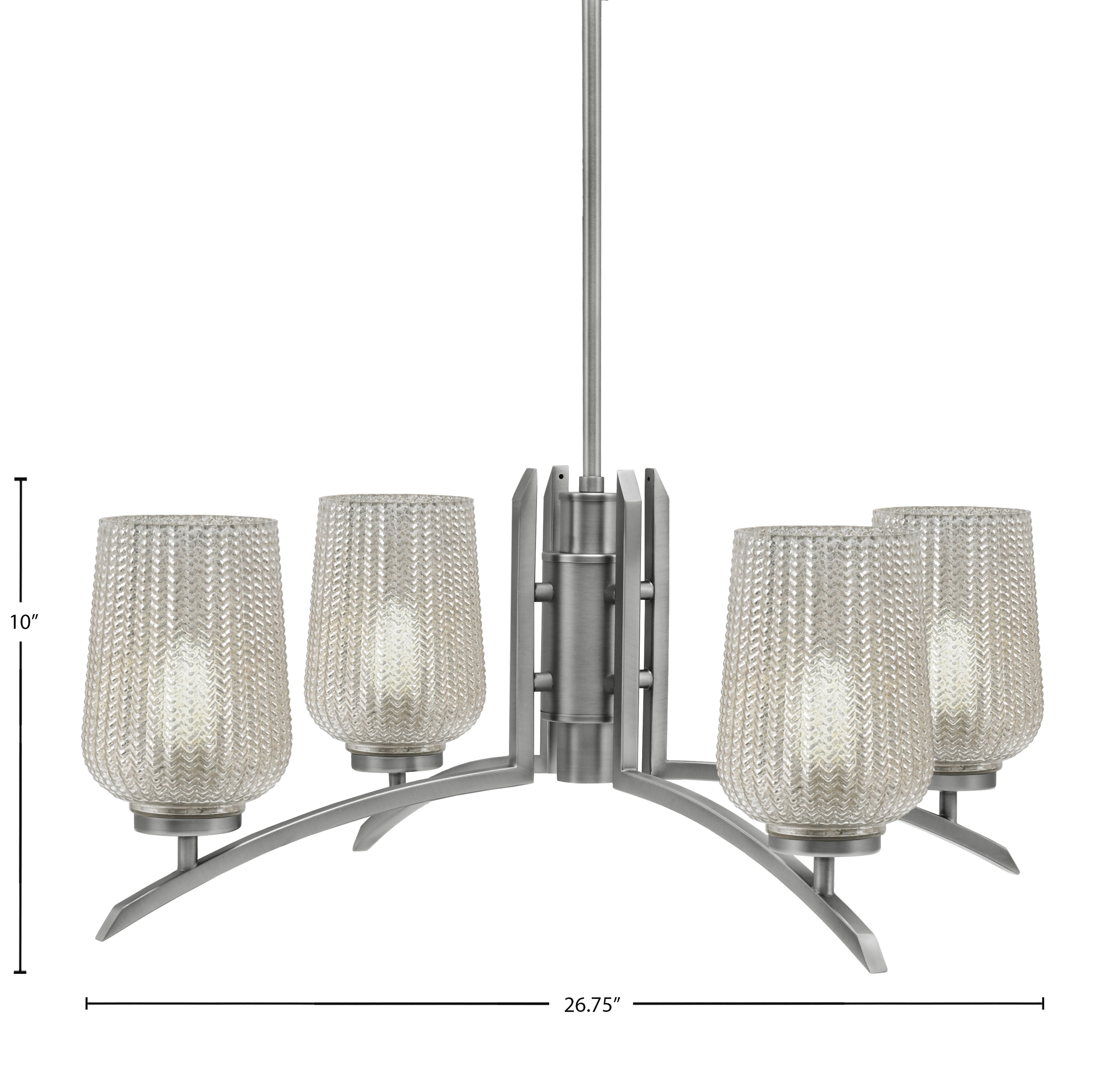 Kurve Four Light Chandelier in Graphite with Silver Textured Shade