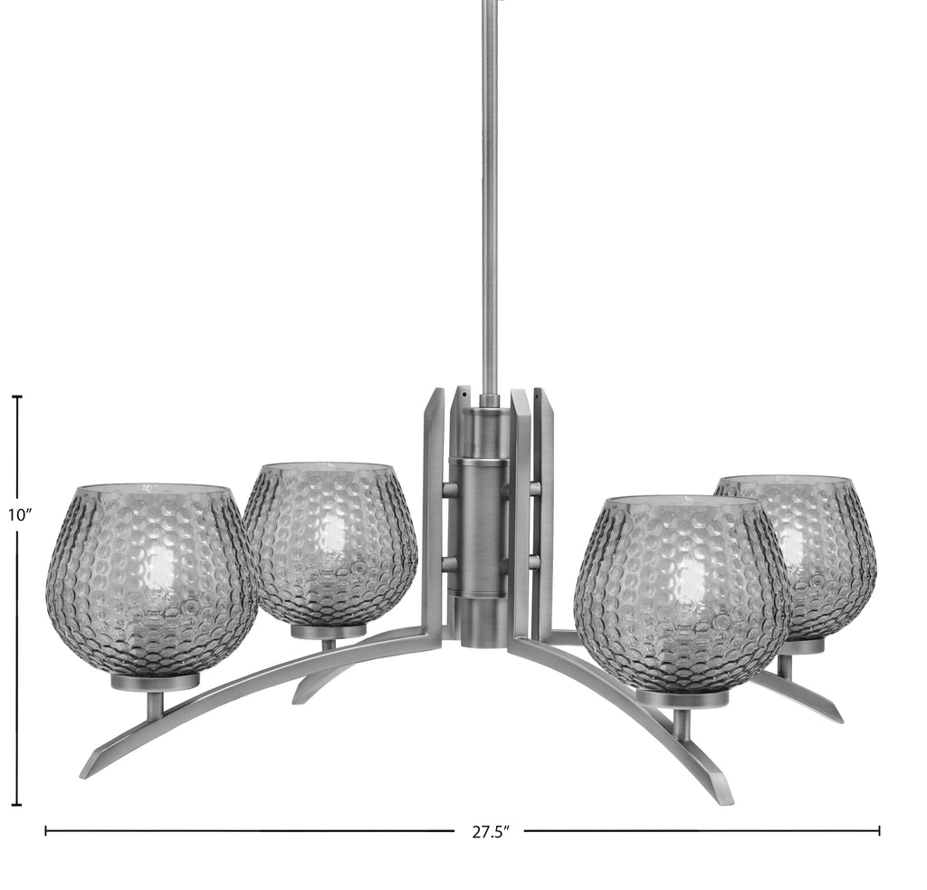 Kurve Four Light Chandelier in Graphite with Smoke Textured Shade