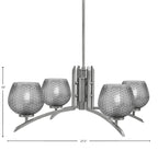 Kurve Four Light Chandelier in Graphite with Smoke Textured Shade