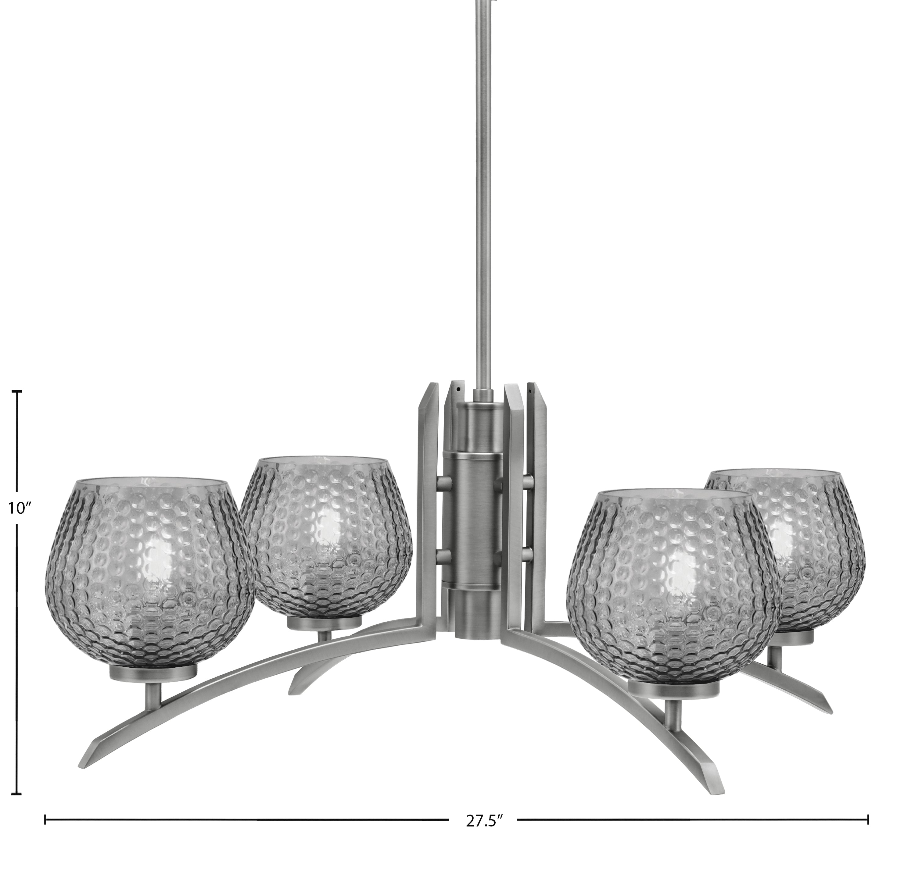 Kurve Four Light Chandelier in Graphite with Smoke Textured Shade