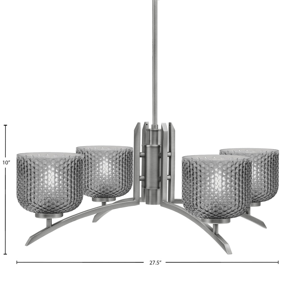 Kurve Four Light Chandelier in Graphite with Smoke Textured Shade