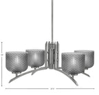 Kurve Four Light Chandelier in Graphite with Smoke Textured Shade