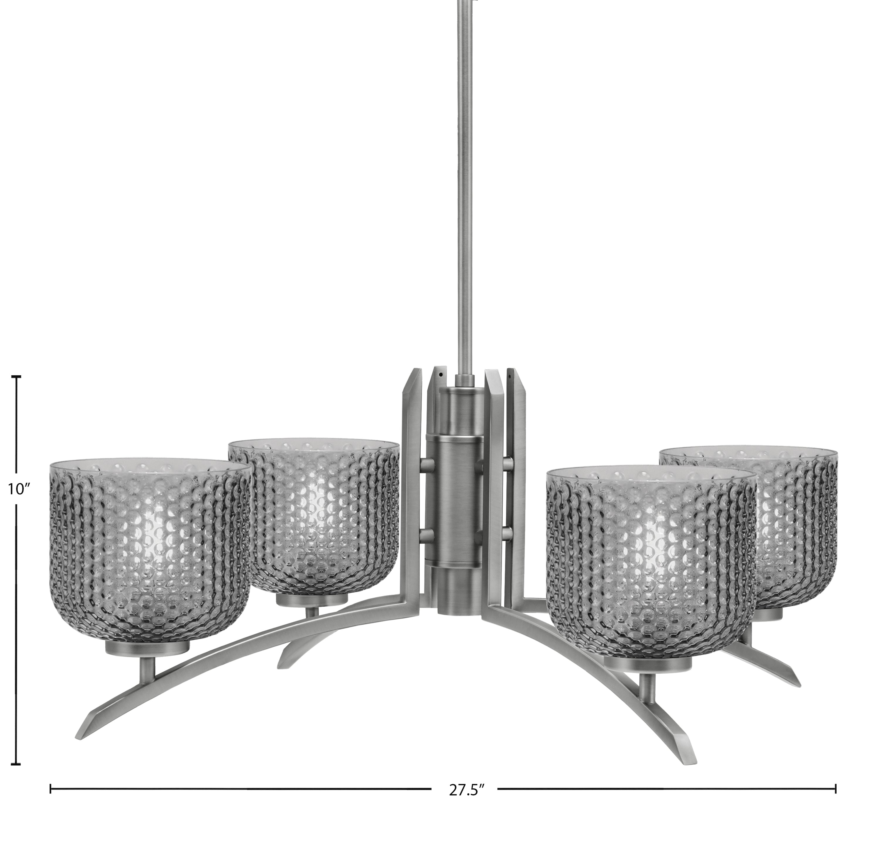 Kurve Four Light Chandelier in Graphite with Smoke Textured Shade