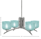Kurve Four Light Chandelier in Graphite with Turquoise Textured Shade