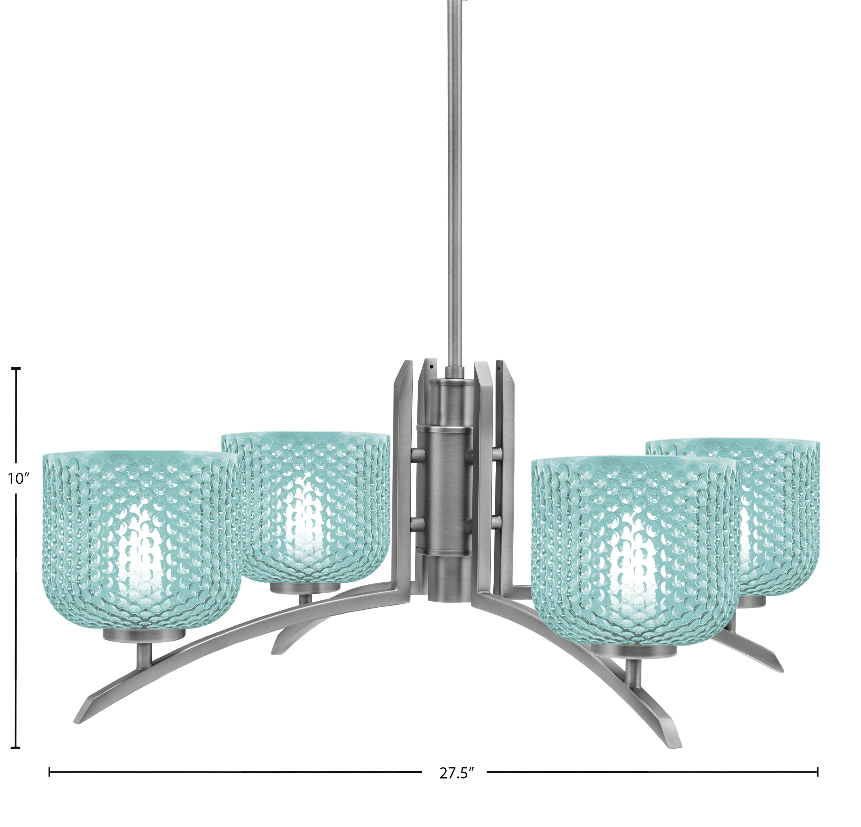 Kurve Four Light Chandelier in Graphite with Turquoise Textured Shade