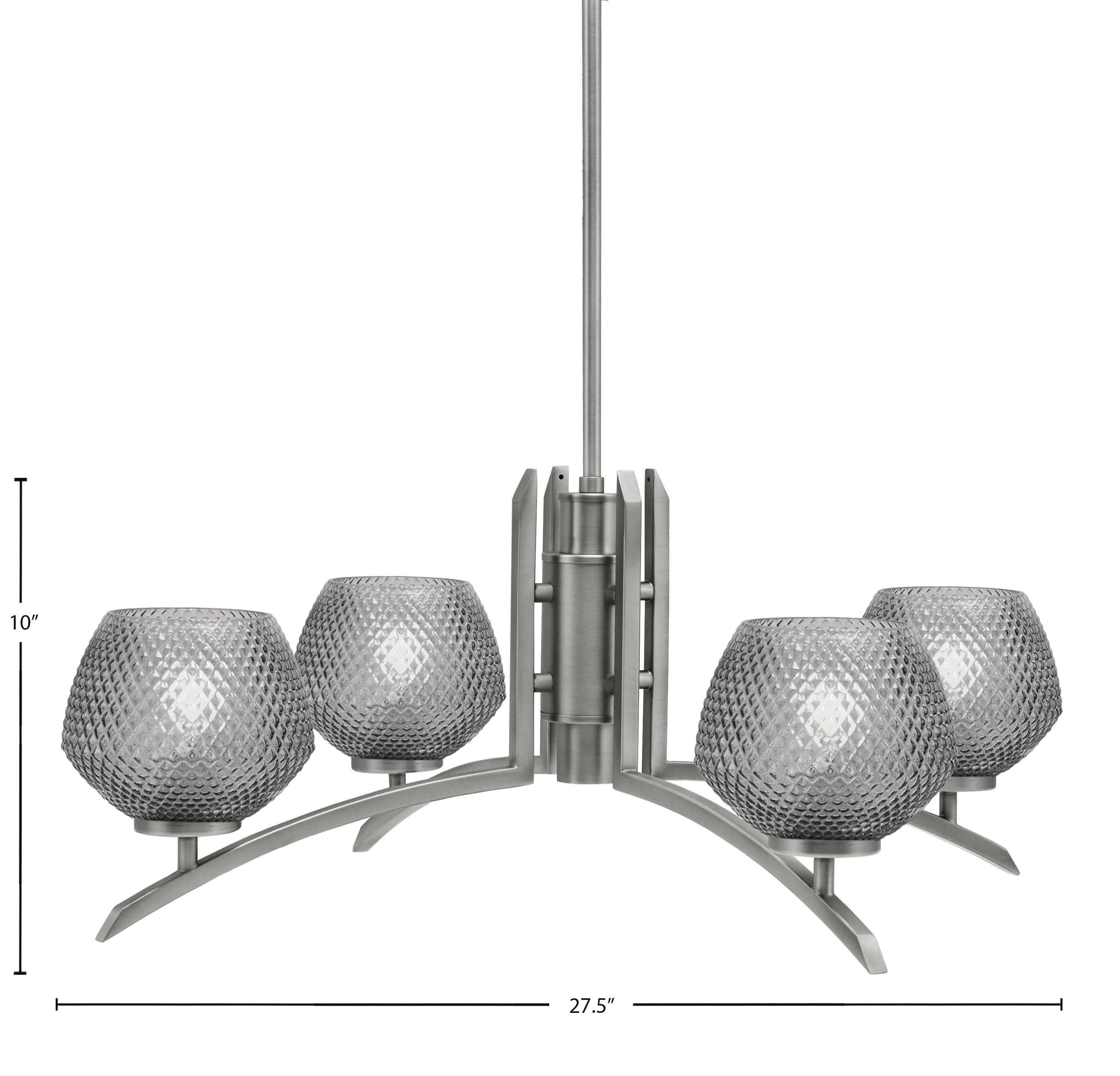 Kurve Four Light Chandelier in Graphite with Smoke Textured Shade