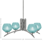 Kurve Four Light Chandelier in Graphite with Turquoise Textured Shade