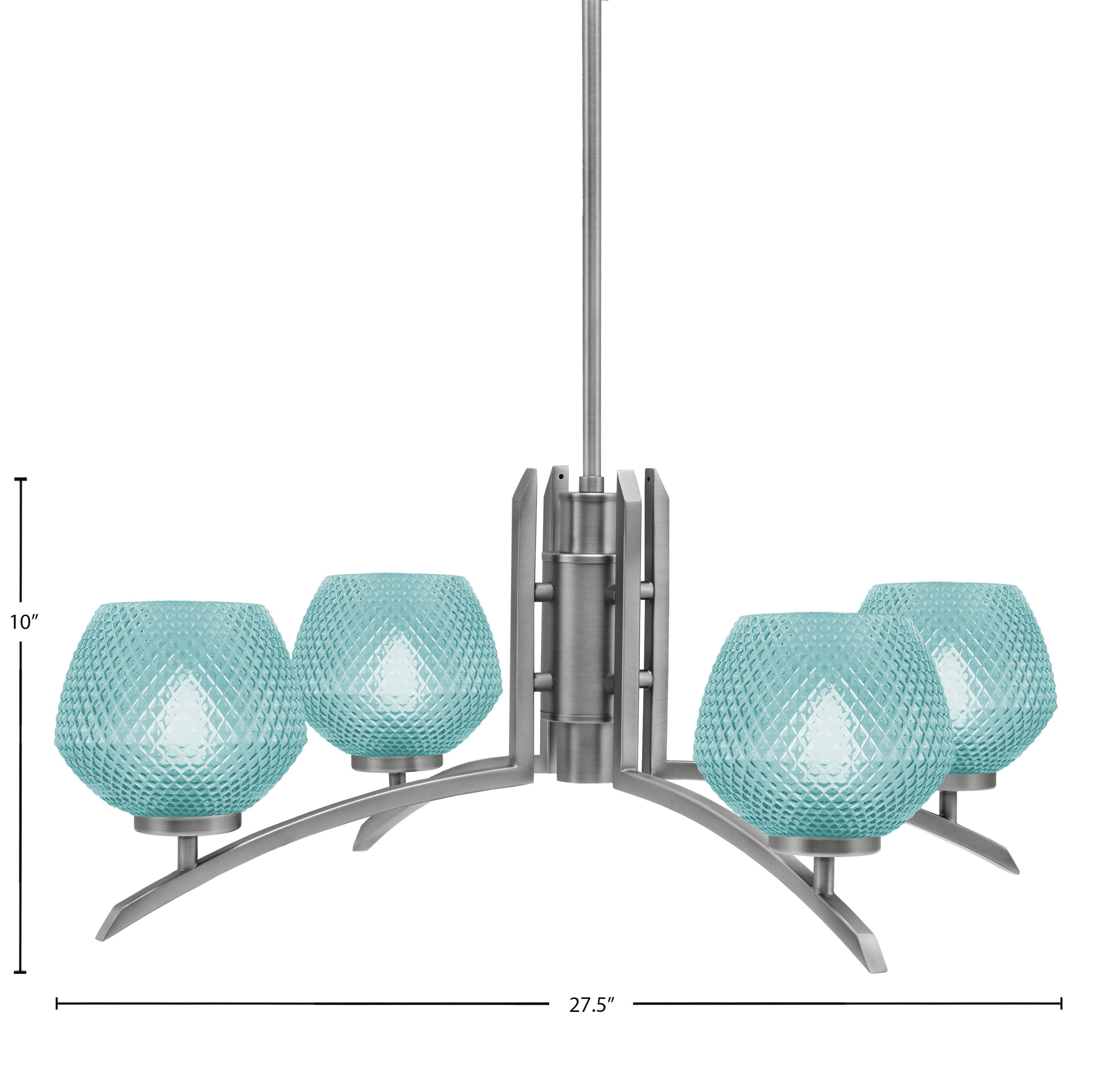Kurve Four Light Chandelier in Graphite with Turquoise Textured Shade