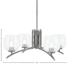 Kurve Four Light Chandelier in Graphite with Clear Bubble Shade