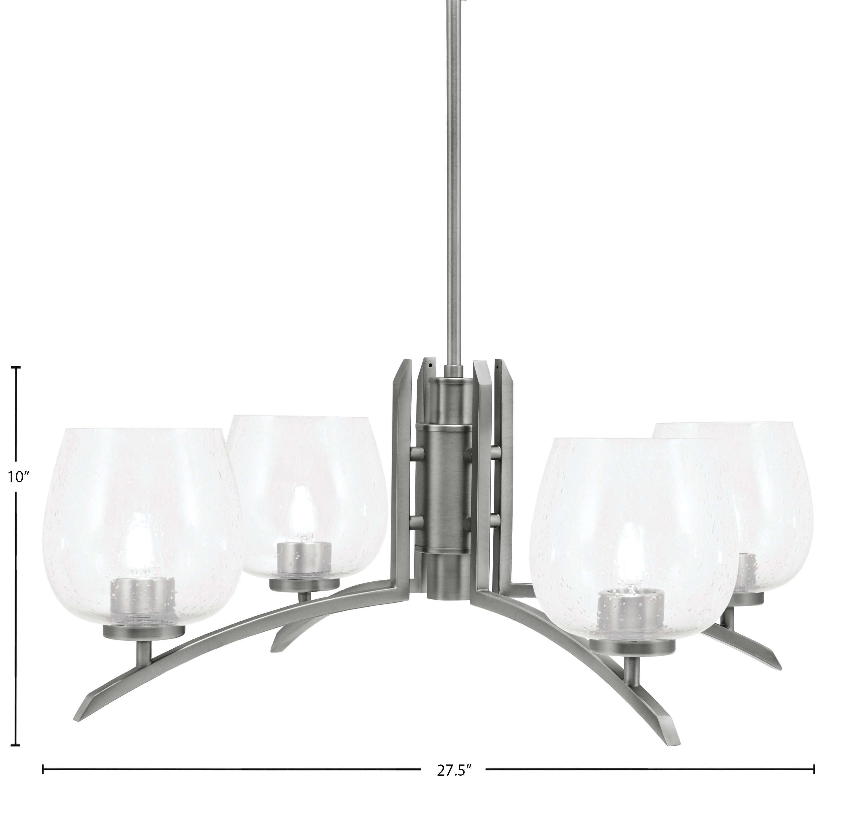 Kurve Four Light Chandelier in Graphite with Clear Bubble Shade