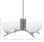 Kurve Four Light Chandelier in Graphite with White Marble Shade