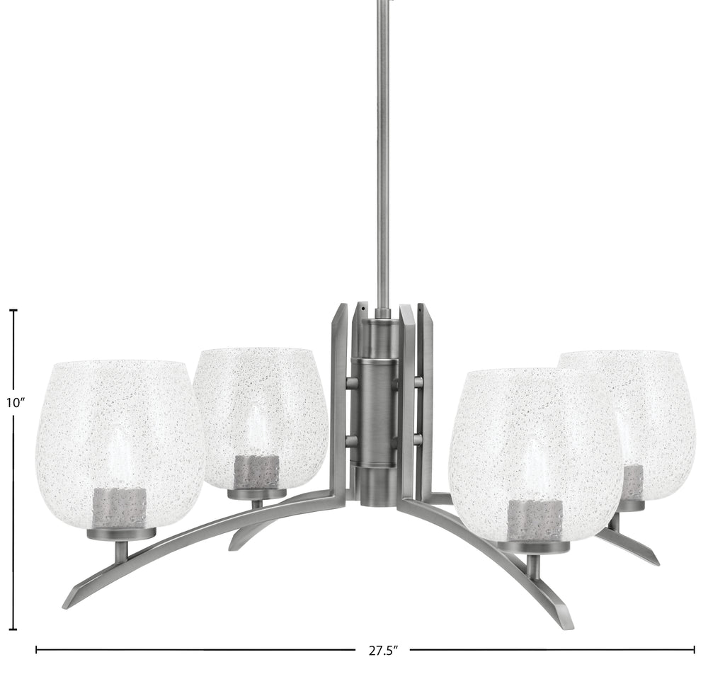 Kurve Four Light Chandelier in Graphite with Smoke Bubble Shade