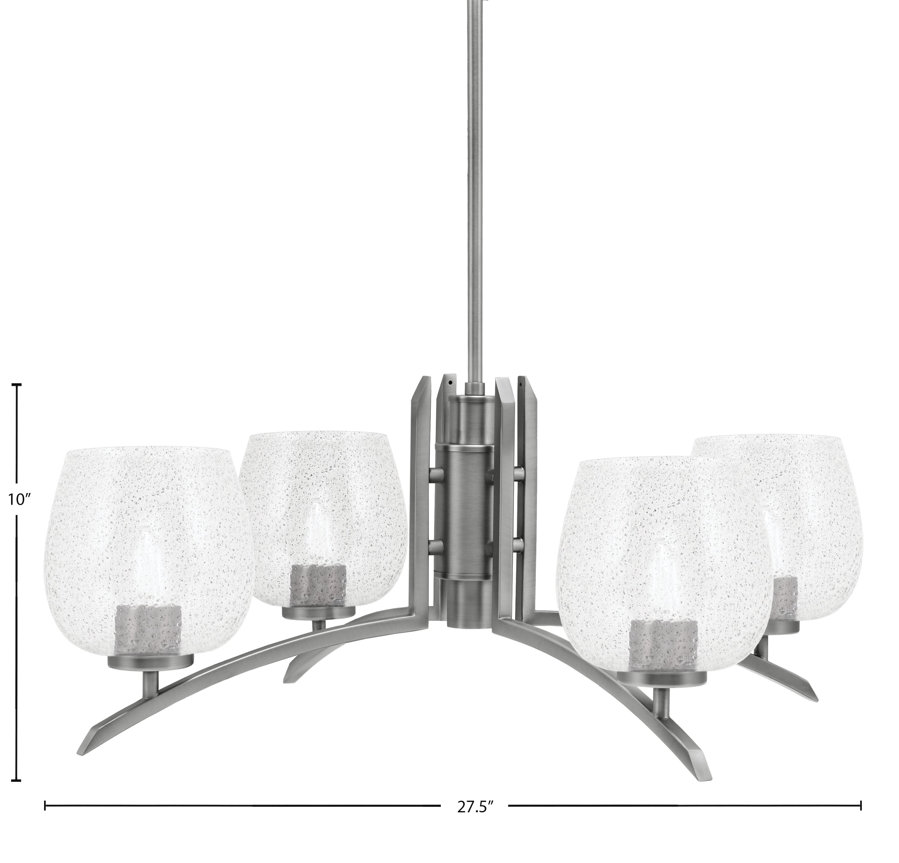 Kurve Four Light Chandelier in Graphite with Smoke Bubble Shade